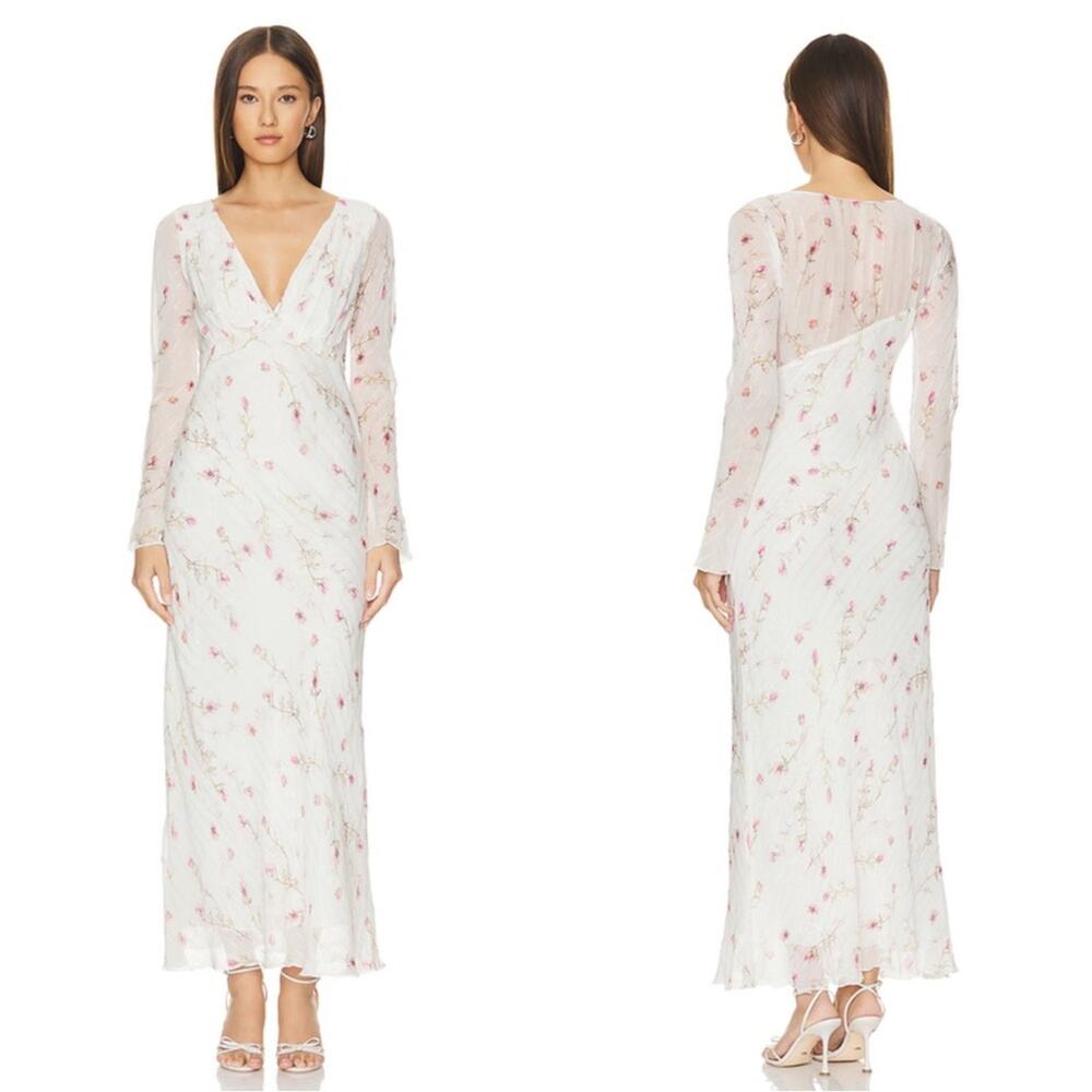 LOVESHACKFANCY Dalila Dainty Azalea Pink Floral Long Sleeve Maxi Dress Size 2